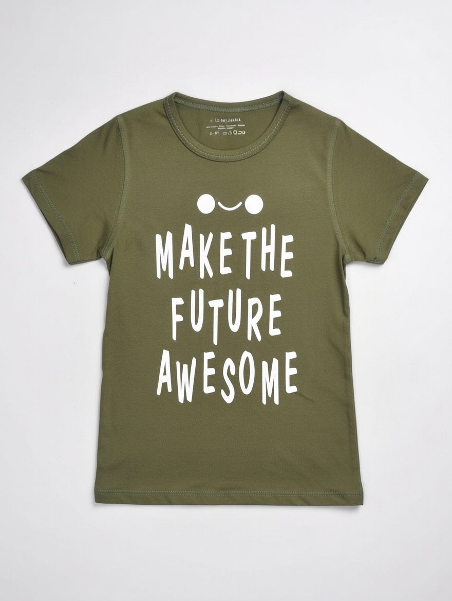Girls "Make The Future Awesome" Graphic T-Shirt | Cotton Motivational Tee for Kids