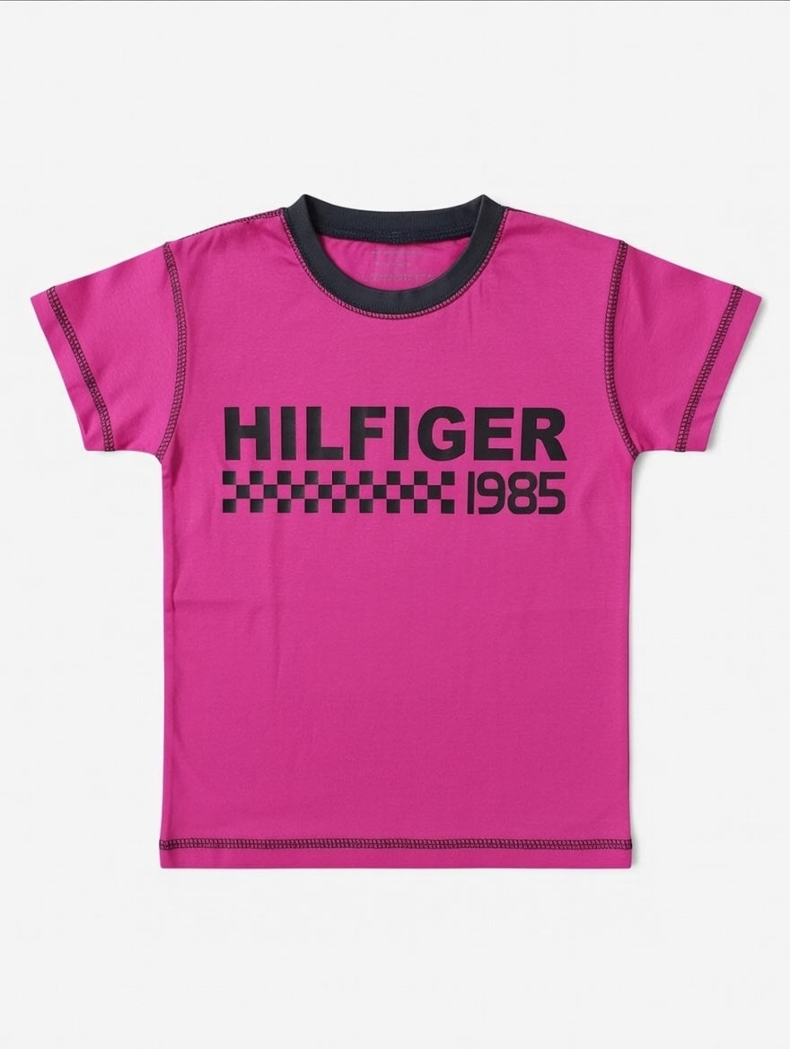 Boys and Girls Hilfiger Inspired 1985 Graphic T-Shirt | Retro Logo Tee For All Teens, Kids and Babies