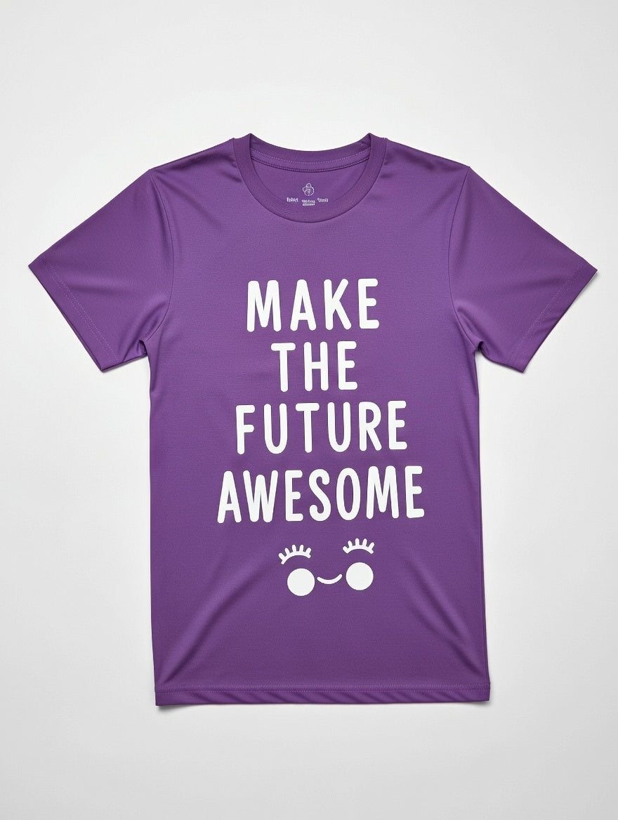 Girls "Make The Future Awesome" Graphic T-Shirt | Cotton Motivational Tee for Kids