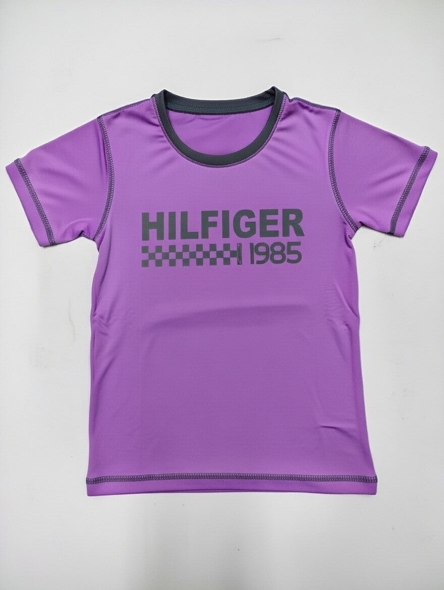 Boys and Girls Hilfiger Inspired 1985 Graphic T-Shirt | Retro Logo Tee For All Teens, Kids and Babies